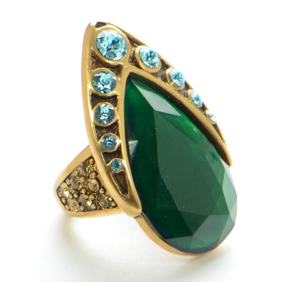 Vintage Oscar de la Renta Crystal Cocktail Ring - Picture 2 of 5